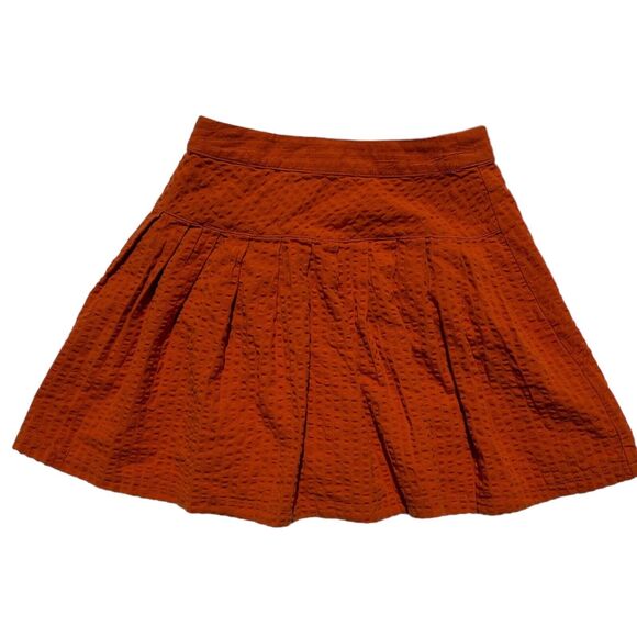 NEW Urban Outfitters XS Mini Skirt Wrap Women Textured Orange Pleated Casual - Picture 4 of 9